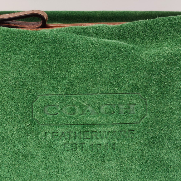 NWT Coach Green Suede Top Handle Mini Purse Small Bag Handbag Silver/Leaf F40577 - Picture 7 of 16